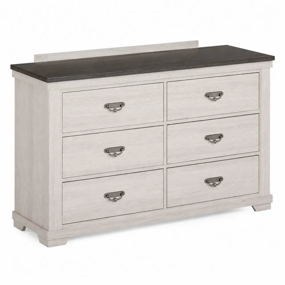 Cassettiera 6 Cassetti MDF Bianco e Nero 120x40x80cm