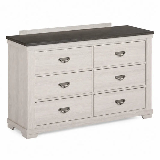 Cassettiera 6 Cassetti MDF Bianco e Nero 120x40x80cm