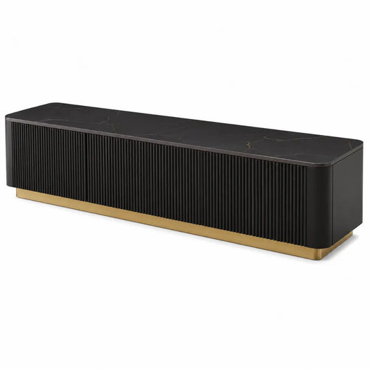 Mobile TV in Legno Nero con Base in Metallo