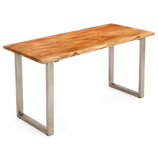 Tavolo in Legno di Acacia e Acciaio Inox