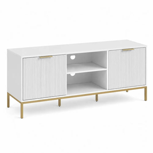 Mobile TV in legno MDF e metallo Bianco e Oro 120x40x50 cm