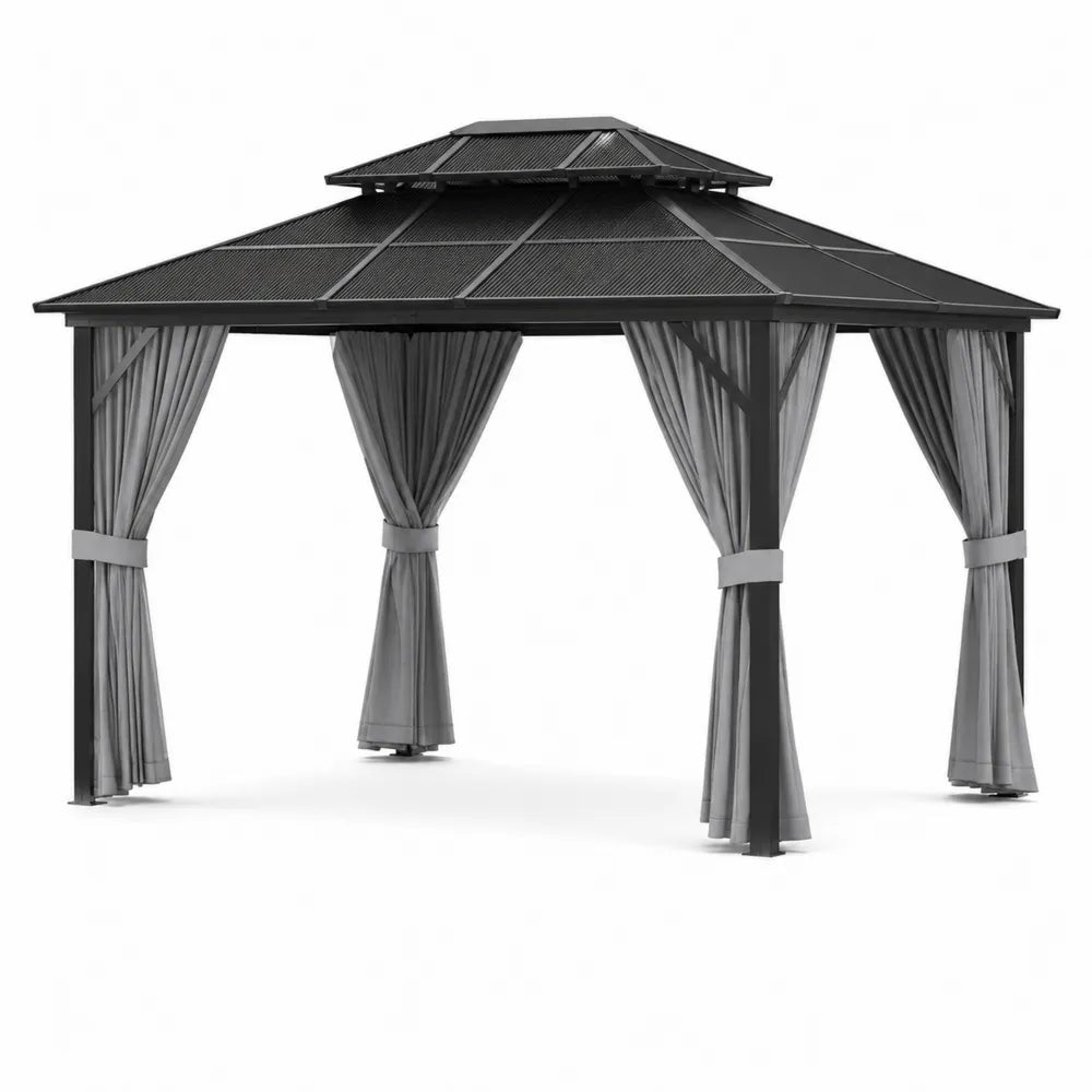 Gazebo quadrato in alluminio con tende in poliestere 300x300 cm
