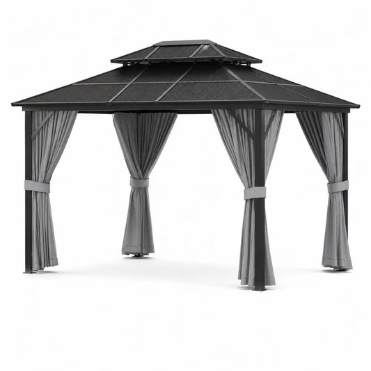 Gazebo quadrato in alluminio con tende in poliestere 300x300 cm