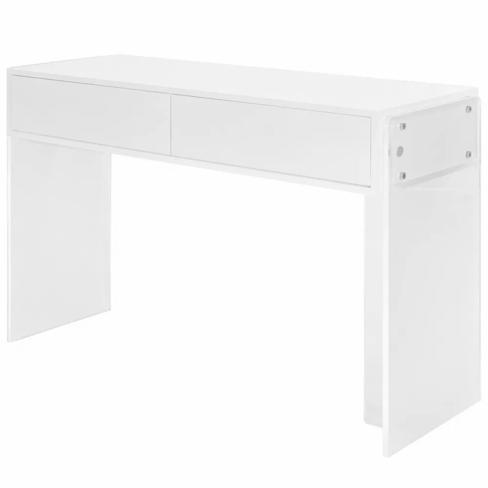 Scrivania bianca con cassetti in legno composito