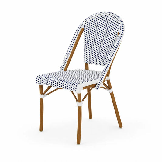 Sedia in bambù e rattan sintetico Blu e Bianco