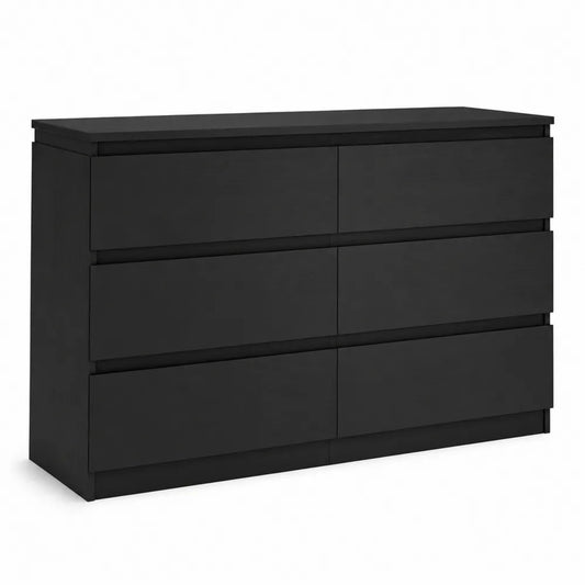 Cassettiera a sei cassetti in legno MDF nero