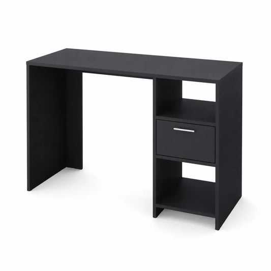 Scrivania ufficio in legno con cassetto e scaffali